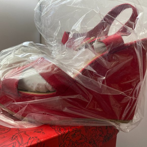 American Rag Rochelle Peep Toe Platform Wedge Red - Picture 4 of 10